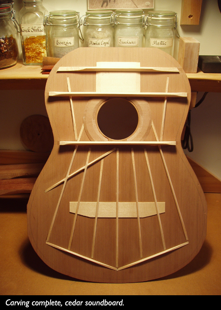 Carving complete for a Blackwell cedar soundboard